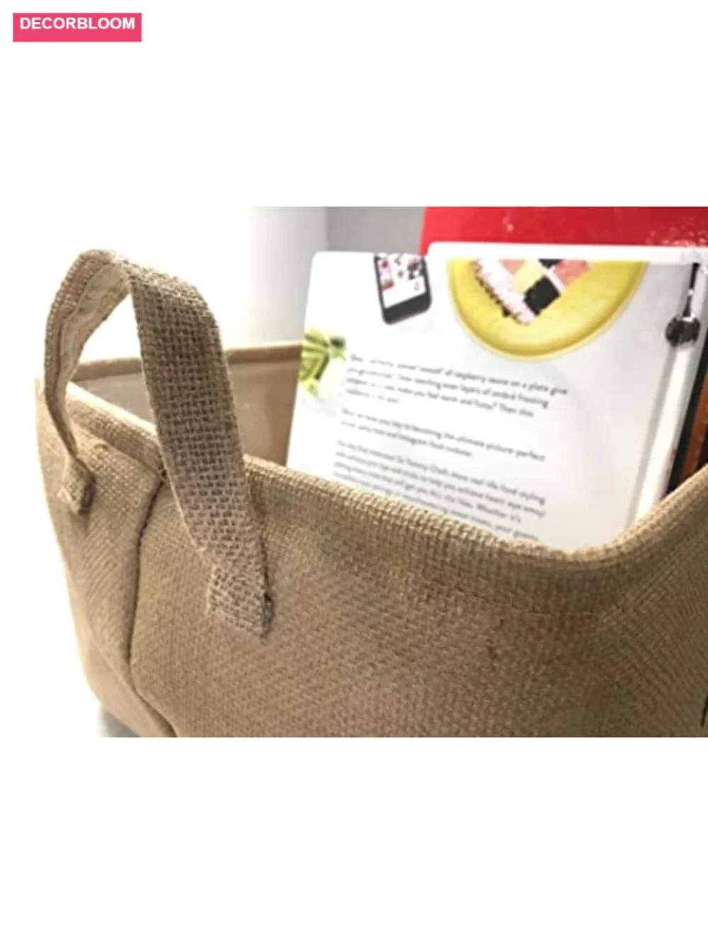 Cookbook Recipe Storage Bin Foldable Cotton Linen Kitchen Organizer